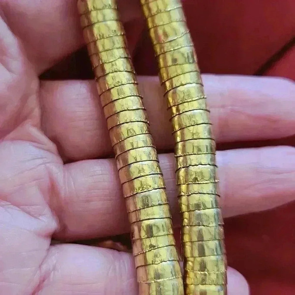 Vintage Tribal Stacked Cupped Snake Coil Necklace Goldtone - Picture 4 of 16